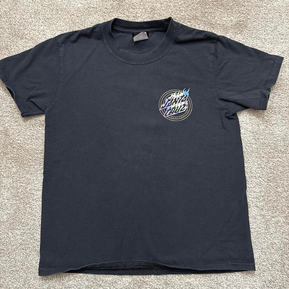 Santa Cruz Skateboards 50 Year Flame Dot Graphic T-Shirt Black Small